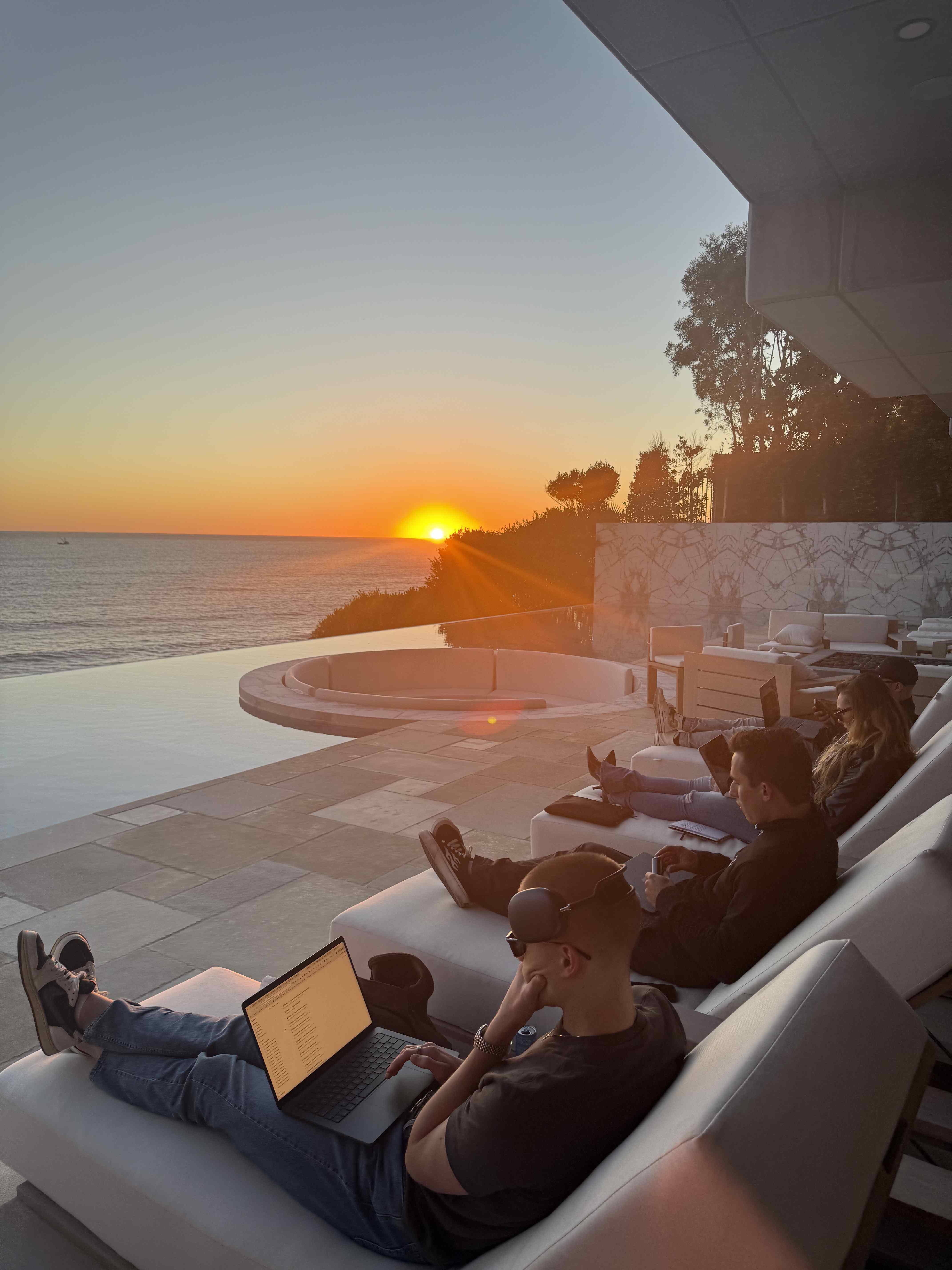 Team working by the pool